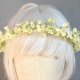 Waniliowa mgiełka – delikatny wianek komunijny i ślubny w biało-zielonych tonach, wianek na komunię, biały wianek na komunię