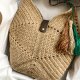 Torebka handmade z juty z chwostami – naturalna torba boho na ramię