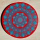 Mandala 30cm ręcznie malowana w odcieniach czerwieni i turkusu - siła, energia, wewnętrzna prawda