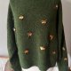 H&M zielony sweter w złote ważki pszczoły  owady Oversize