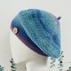 Wiosenny beret damski z antenką ręcznie robiony bawełna one size