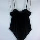 Primark czarne welurowe body - L 14-16 / 42-44 z metką