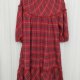 KappAhl czerwona sukienka w kratke haft kwiaty bawełna 40 42 rękaw ¾ falbana midi święta