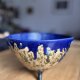 Ręcznie robiona misa ceramiczna na nóżkach | kobaltowe szkliwo | unikat