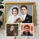 Personalizowane monidło 30x40 cm | Gotowy portret ślubny do powieszenia | Złota rama
