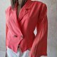 No439 Oscar Vintage bluzka elegancka koralowa długie plisowane rękawy M 38