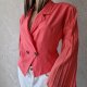 No439 Oscar Vintage bluzka elegancka koralowa długie plisowane rękawy M 38