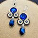 Kremowo granatowe kolczyki sutasz z kryształkami