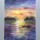 Zachód słońca w lagunie. Original Akwarela A4