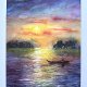 Zachód słońca w lagunie. Original Akwarela A4