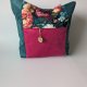 Handmade torba szoperka z weluru i tkaniny wodoodpornej - kwiaty