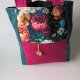 Handmade torba szoperka z weluru i tkaniny wodoodpornej - kwiaty