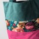 Handmade torba szoperka z weluru i tkaniny wodoodpornej - kwiaty