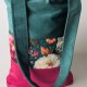 Handmade torba szoperka z weluru i tkaniny wodoodpornej - kwiaty