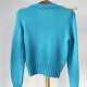 turkusowy sweter w serek wełna 36