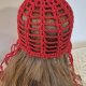 Czerwona czapka ażurowa HANDMADE