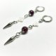 Kolczyki z granatem i koniczyną z masy perłowej whimsigoth / gothic / witchy