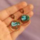 Kolczyki z gliny polimerowej szmaragdowe marmurki