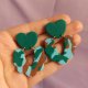 Kolczyki z gliny polimerowej szmaragdowe marmurki
