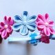 Opaska do włosów z kwiatami fuksja i niebieski