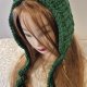 Ręcznie robiony kapturek typu bonnet | Zielony| Crochet