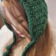 Ręcznie robiony kapturek typu bonnet | Zielony| Crochet