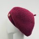 Wiosenny beret damski z antenką ręcznie robiony bawełna one size amarantowy