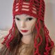 Czerwona czapka ażurowa HANDMADE