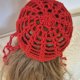 Czerwona czapka ażurowa HANDMADE