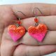 Pomarańczowe Kolczyki Serca z Brokatem