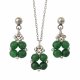 Komplet Biżuterii Jadeit Ciemnozielony - Kolczyki Sztyfty i Naszyjnik