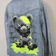 Kurtka jeansowa - ręcznie malowana - skate - street - miś - handmade - S/M