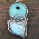 Larimar na surowo - wisiorek