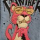 Kurtka jeansowa - Pink Panther - vintage ręcznie malowana - 3XL oversize - UNIKAT