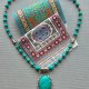 Vintage Native American Turqoise Howlite Necklace ❤ Naszyjnik