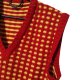 Czerwono-żółta kamizelka handmade S/M z dekoltem w serek, miękka dzianina retro vintage