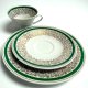 Trio Zestaw Śniadaniowy Weimar Vintage NRD Złocony motyw floralny Filiżanka Retro lata 60/70