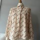 Kremowa bluzka vintage kratka retro old money Parisian chic 40/L