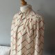 Kremowa bluzka vintage kratka retro old money Parisian chic 40/L