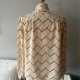 Kremowa bluzka vintage kratka retro old money Parisian chic 40/L