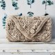 Ciepła apaszka handmade Daisy Chain różowy beż chusta z merino