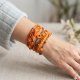 Bransoletki Koralikowe BOHO Zestaw 12w1 Pomarańczowe z Kwiatkiem