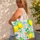 Pikowana duża torba shopper Cytryny