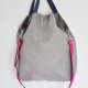 Torba hobo XXL - szarość, kobalt, fuksja (na zamek)