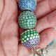 Zielono-niebieska bransoletka handmade z pustych koralików - glinka polimerowa