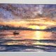 Zachód słońca w lagunie. Original Akwarela A4