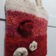 Vintage wełniana torebka bouclé czerwona kremowa kwiaty boho folk Avant Garde Cottage Fairy Handmade