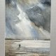 Spacer po Pomorie original akwareli A4