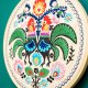 Koguty łowickie - ecru, haft w tamborku 20 cm