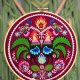 Koguty łowickie - bordo, haft w tamborku 20 cm